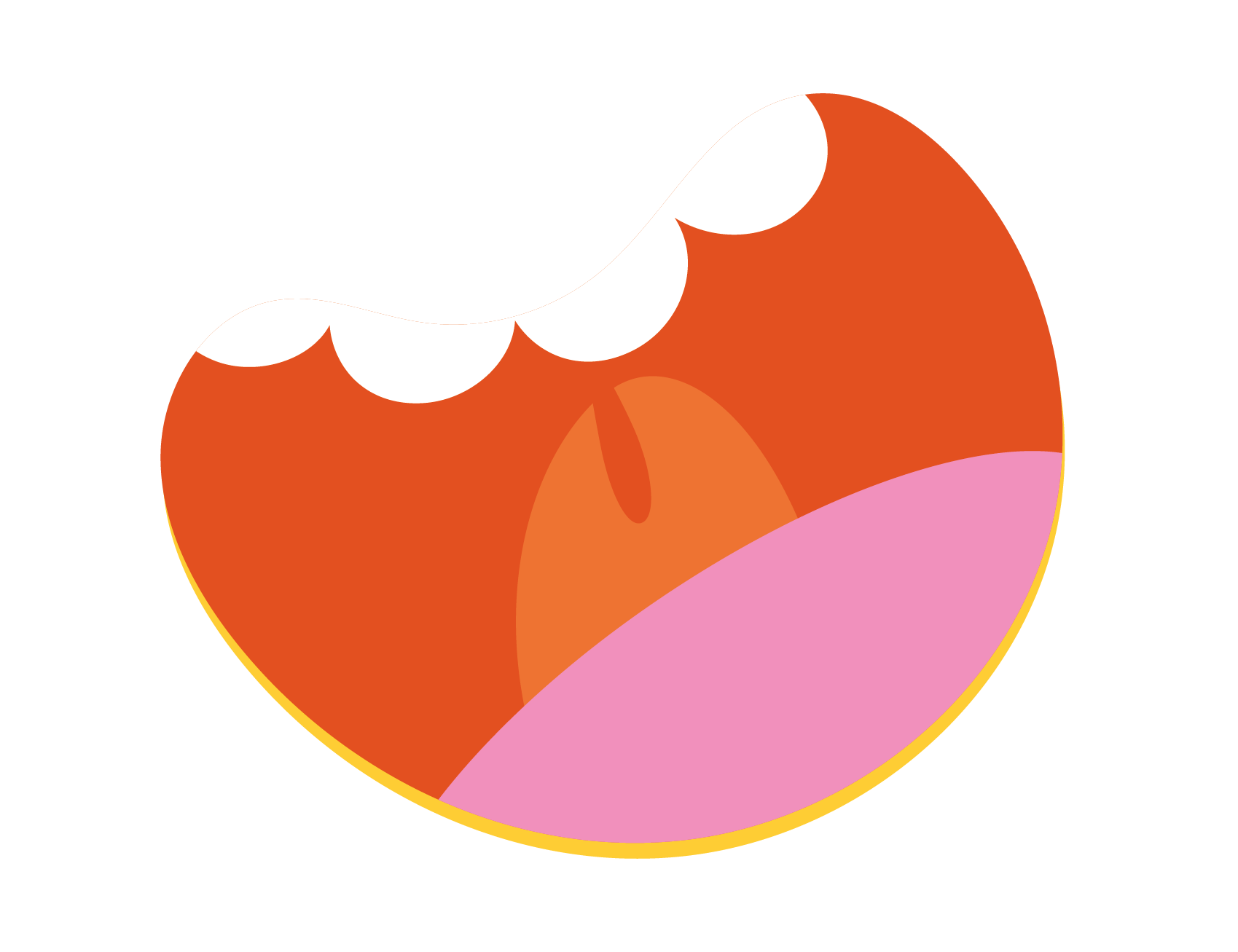 Illustrazione della bocca sulla confezione dei Donuts alla fragola