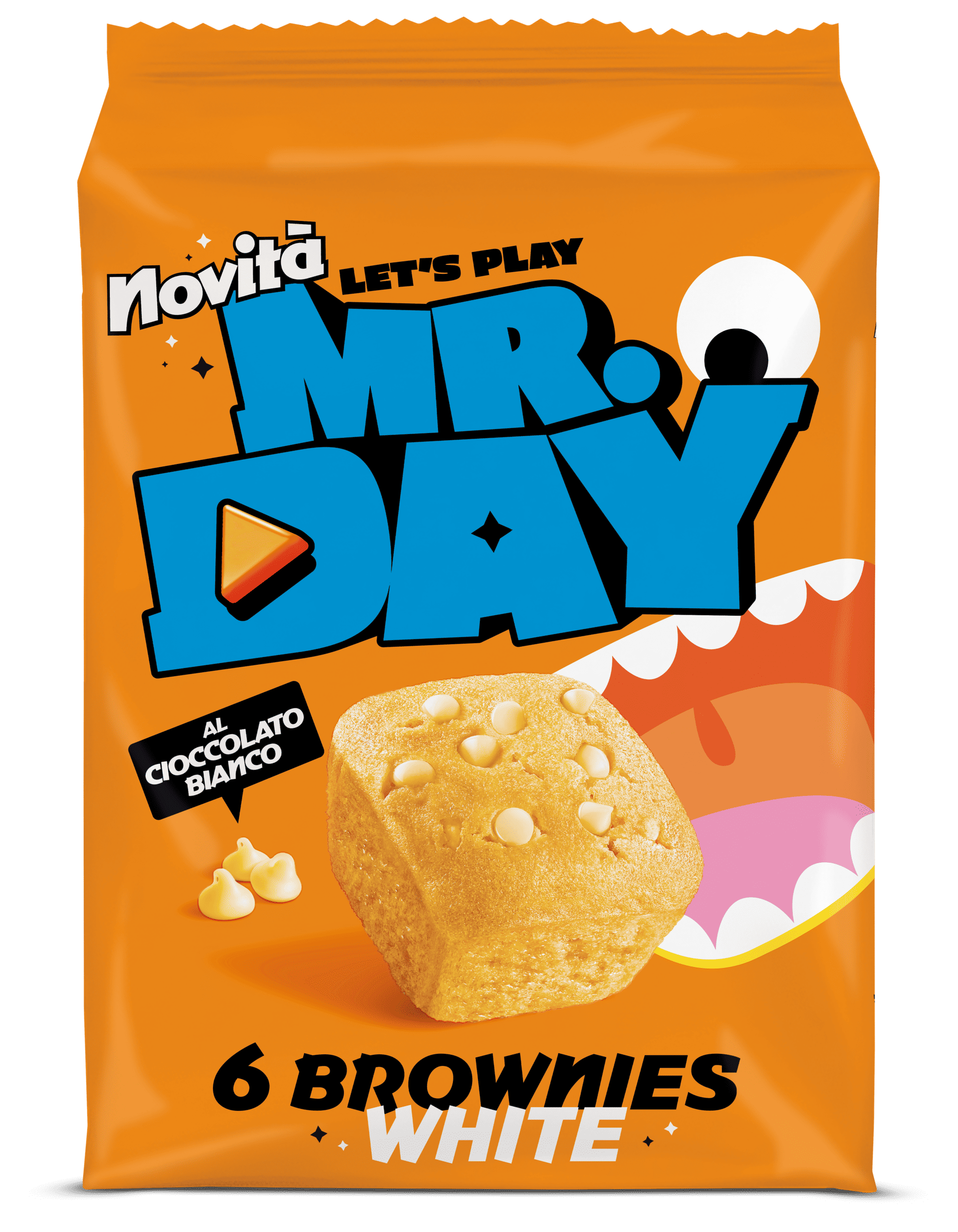 confezione dei brownies al cioccolato bianco di Mr.Day vista frontalmente