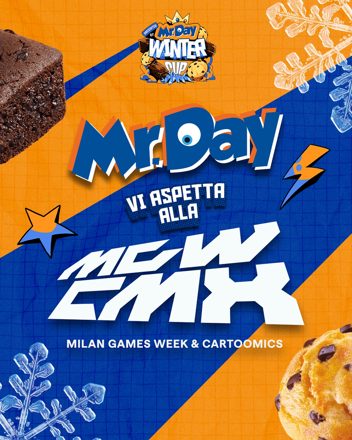 Grafica della MrDay winter cap alla milano games week & cartoomics