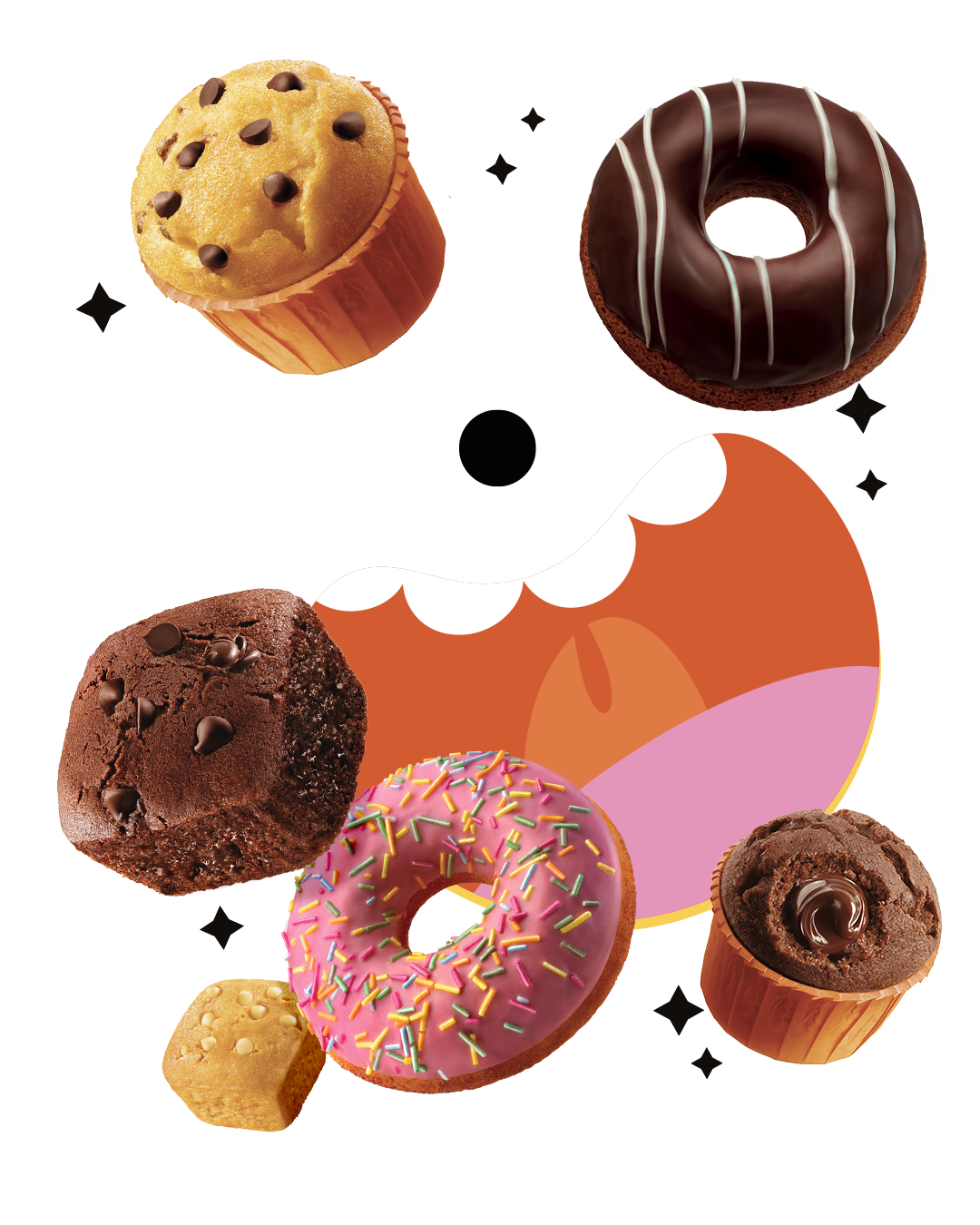 Assortimento di dolci Mr.Day con grafica stilizzata a forma di bocca