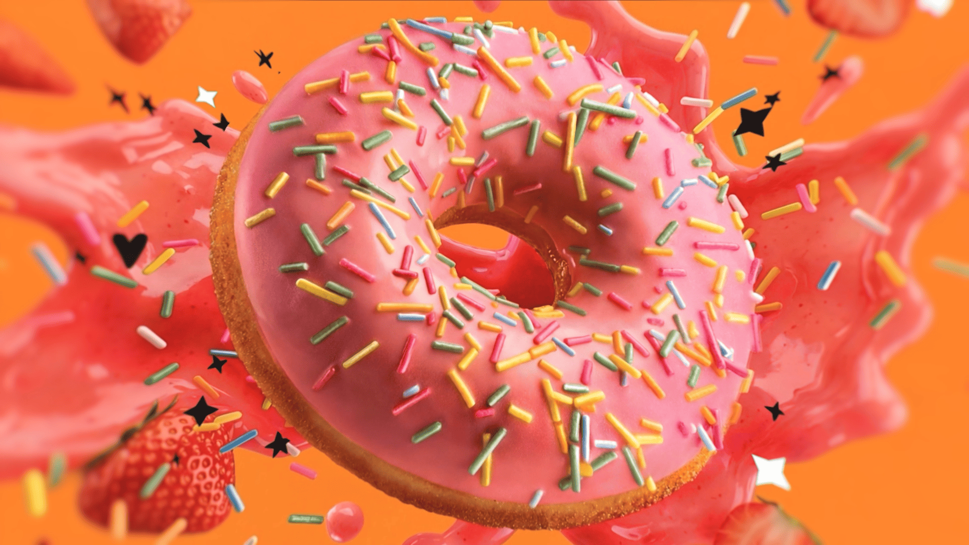 Donuts alla fragola di Mr.Day con fragole, marmellata ed elementi grafici